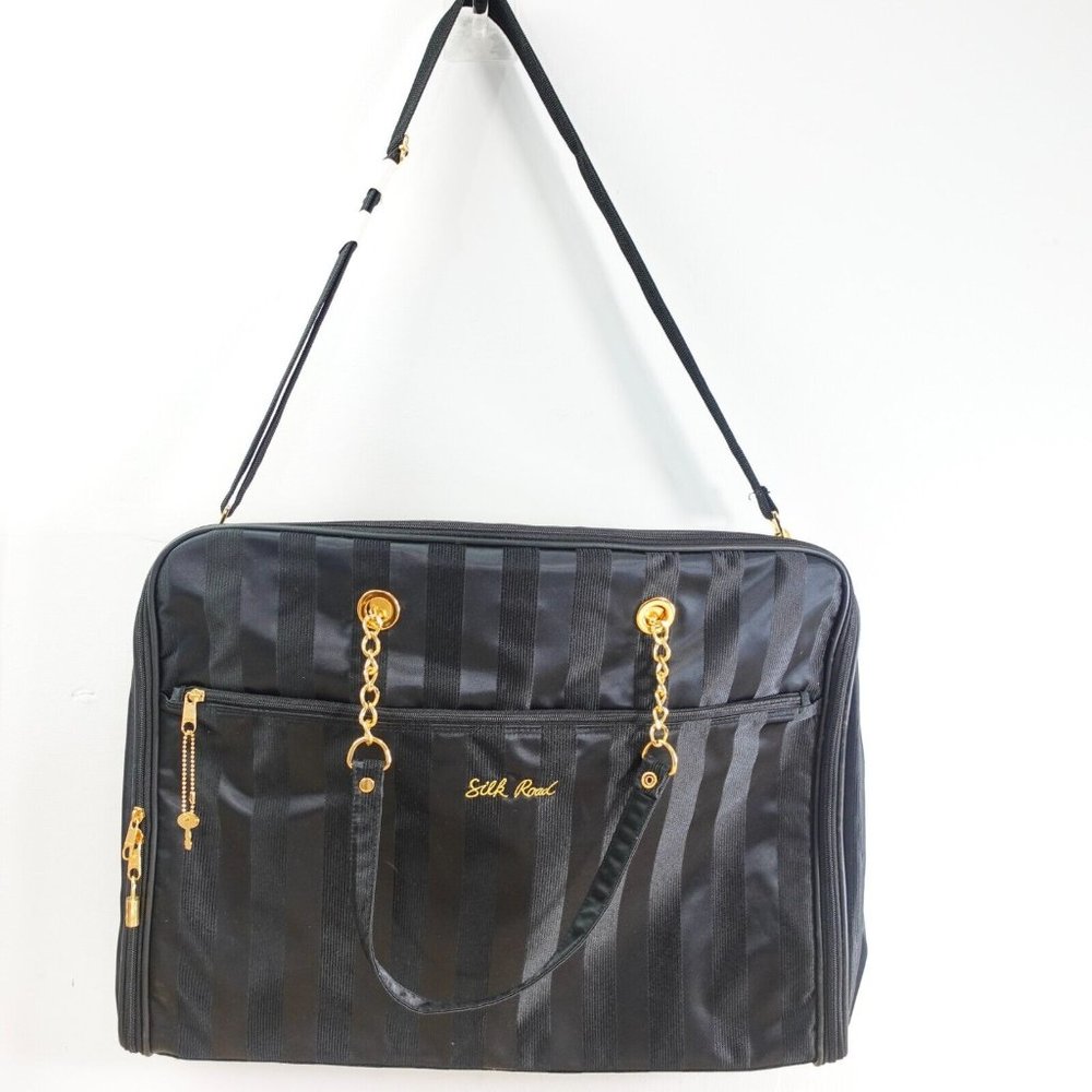 Black Garment Bag Travel Suit Case Dress Gown Formal Gold Chain SILK‎ ROAD 2 Way